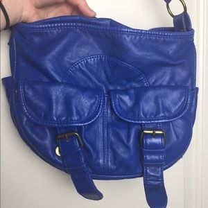 Blue Faux Leather Crossbody handbag